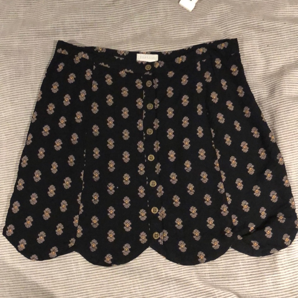 Black Scalloped Button Down Skirt